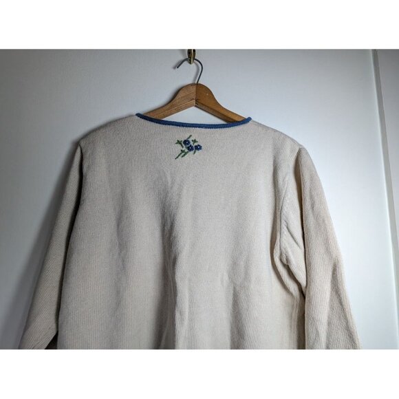 National Wildlife Cardigan Sweater XL Floral Embroidered Cottagecore Grandma Zip - Picture 11 of 11